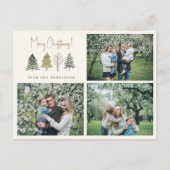 水彩松の木メリークリスマスフォト シーズンポストカード (正面)