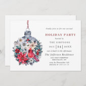 水彩松の木モダンなクリスマスホリデーパーティー 招待状 (正面/裏面)