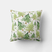 水彩松の木モノグラムモダンク素朴ラフト クッション (裏面)