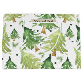 水彩松の木モノグラムモダンク素朴ラフト ラージペーパーバッグ (正面)