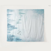 水彩松の木山 タペストリー (正面(横))