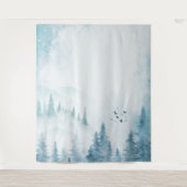 水彩松の木山 タペストリー (正面)