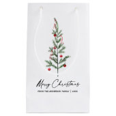 水彩松の木書道インククリスマス スモールペーパーバッグ (正面)