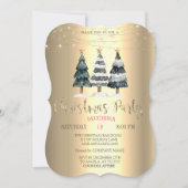 水彩松の木金ゴールドクリスマスカンパニー 招待状 (正面)