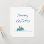 水彩松の木雪景色 カード (正面/裏面インサイチュ)