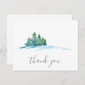 水彩松の木雪景色 サンキューカード (正面/裏面)