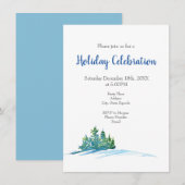 水彩松の木雪景色 招待状 (正面/裏面)