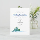 水彩松の木雪景色 招待状 (スタンド正面)