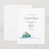 水彩松の木雪景色 招待状 (正面/裏面)