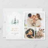 水彩松の木3写真コラージクリスマス シーズンカード (正面)