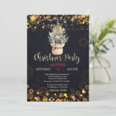 水彩松の木、ドットクリスマス 招待状 (スタンド正面)