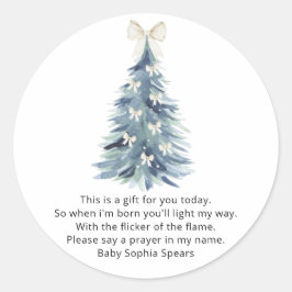 水彩松の木 – ベビー用祈りの言葉 ラウンドシール