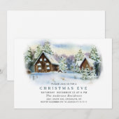 水彩松の木 ホリデー クリスマスイブ 招待状 (正面/裏面)