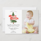 水彩松の木 メリーリトルバースデー フォト サンキューカード (正面)