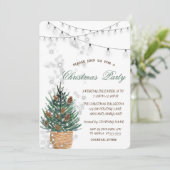 水彩松の木、松のコーンのクリスマス 招待状 (スタンド正面)