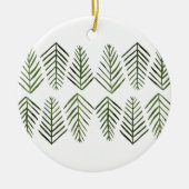 水彩松の木 – 樹液グリーン セラミックオーナメント (正面)