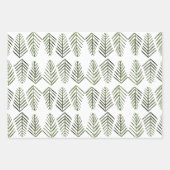 水彩松の木 – 樹液グリーン ラッピングペーパーシート (正面2)