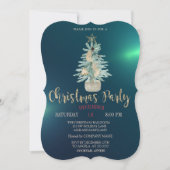 水彩松の木、緑のクリスマス 招待状 (正面)