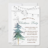 水彩松の木、輝き、光、クリスマスパーティー 招待状 (正面)