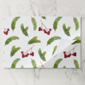 水彩松の枝と赤い果実のパターン ペーパーパッド (折り畳み)