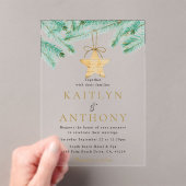 水彩松の枝クリスマスウィンターウェディング アクリル招待状 (インサイチュ (ポータブル))