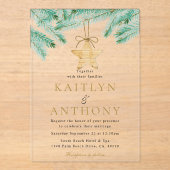 水彩松の枝クリスマスウィンターウェディング アクリル招待状 (正面)