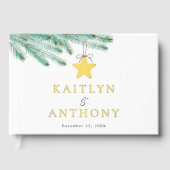 水彩松の枝クリスマスウィンターウェディング ゲストブック (正面)