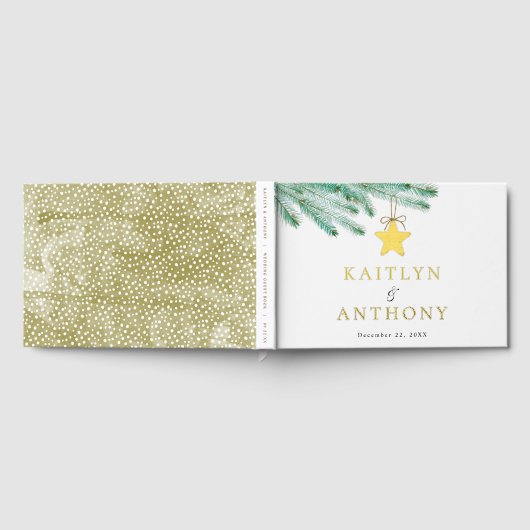 水彩松の枝クリスマスウィンターウェディング ゲストブック (全面)