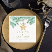 水彩松の枝クリスマスウィンターウェディング スタンダードカクテルナプキン