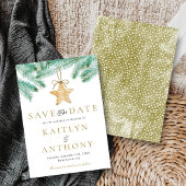 水彩松の枝クリスマスウィンターウェディング セーブザデート