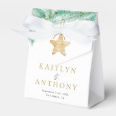 水彩松の枝クリスマスウィンターウェディング フェイバーボックス (正面サイド)