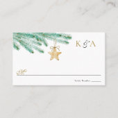 水彩松の枝クリスマスウィンターウェディング プレイスカード (正面)