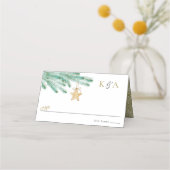 水彩松の枝クリスマスウィンターウェディング プレイスカード (正面)