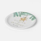 水彩松の枝クリスマスウィンターウェディング ペーパープレート (アングル)