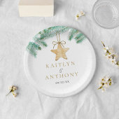 水彩松の枝クリスマスウィンターウェディング ペーパープレート