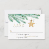 水彩松の枝クリスマスウィンターウェディング 出欠カード (正面)