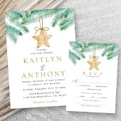水彩松の枝クリスマスウィンターウェディング 招待状