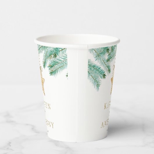 水彩松の枝クリスマスウィンターウェディング 紙コップ (右)