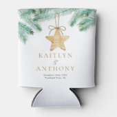 水彩松の枝クリスマスウィンターウェディング 缶クーラー (正面)