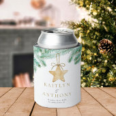 水彩松の枝クリスマスウィンターウェディング 缶クーラー