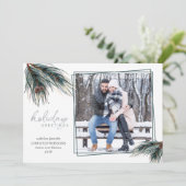 水彩松の枝ホリデーグリーティングフォト シーズンカード (スタンド正面)