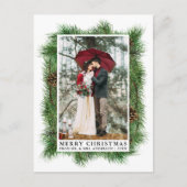 水彩松の枠結婚の写真の休日 ポストカード (正面)