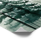 水彩松の森の冬の結婚式のウェルカムサイン ポスター (角)