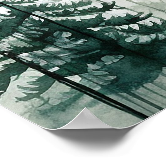 水彩松の森の冬の結婚式のウェルカムサイン ポスター (角)