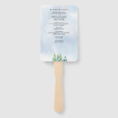 水彩松の森の冬の結婚式プログラム ハンドファン (裏面)