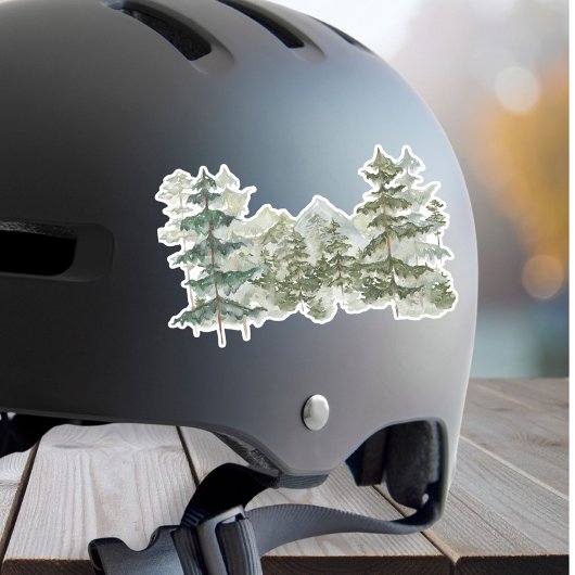 水彩松の森の山の美素朴美 シール