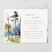 水彩松の森の風景ウェディングレセプション エンクロージャーカード (正面)