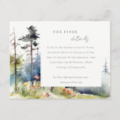 水彩松の森の風景結婚の詳細 エンクロージャーカード (正面)