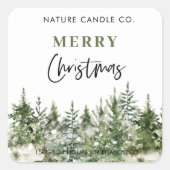水彩松の森メリークリスマスキャンドル スクエアシール (正面)