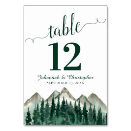 水彩松の森&山素朴の結婚山 テーブルナンバー